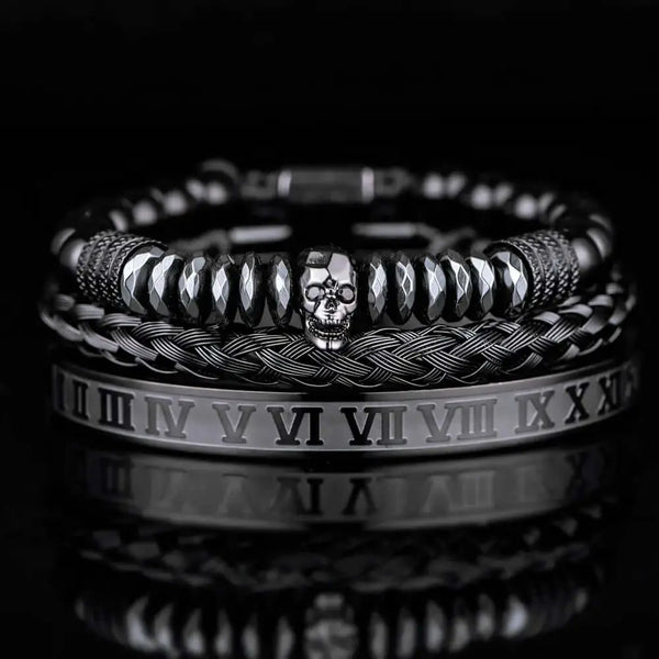 Black Skull Bracelet Set - Black - Black Skull C
