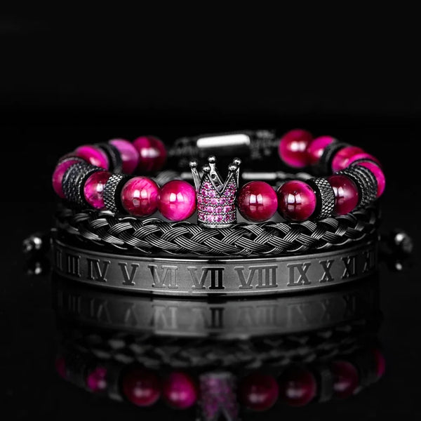 Crown Empire Bracelet Set - Röd - Svart