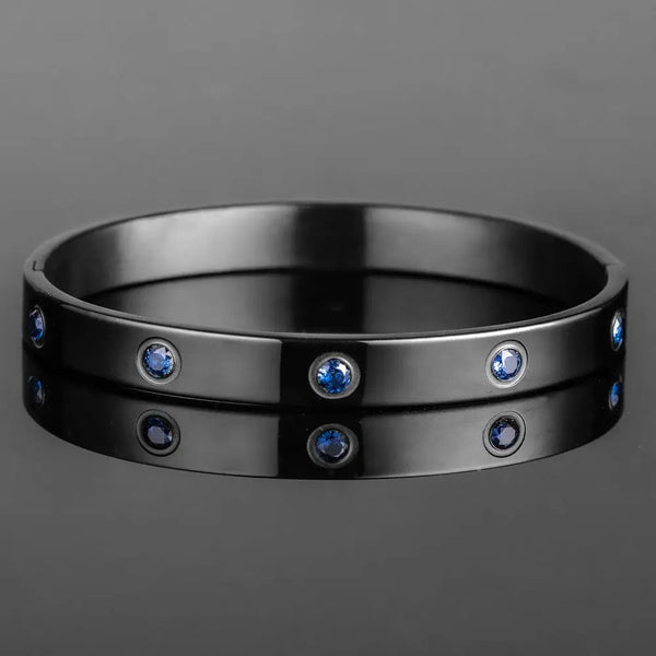 Blue Crystal Bangle - Black - Blue