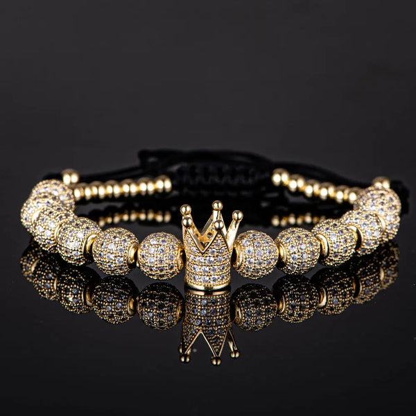 Imperial Crown Beaded Bracelet - Gold