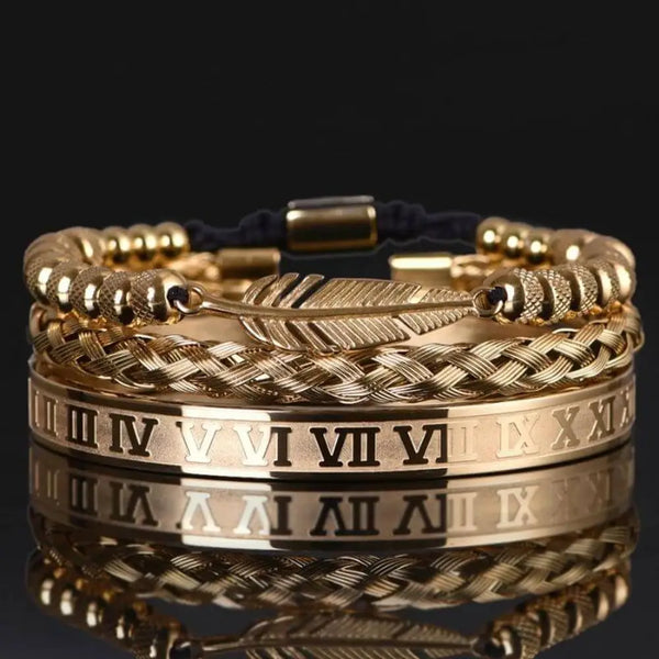 Leaf Deluxe Bracelets - Beaded - Bracelet - Gold - Roman - Bangle