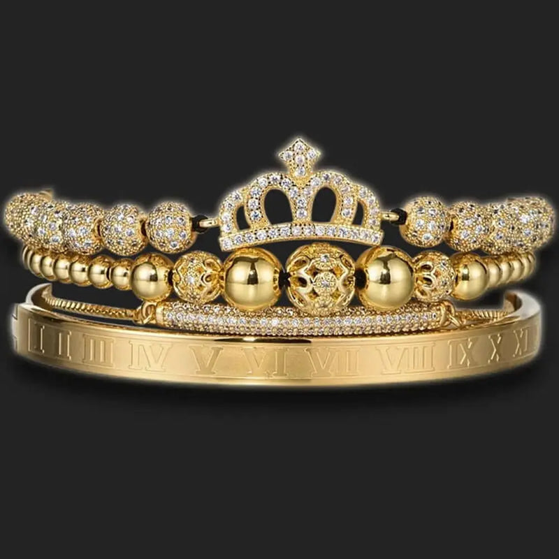 Queen Premium Bracelets - Bangle - Bracelet - Beaded - Roman - Gold
