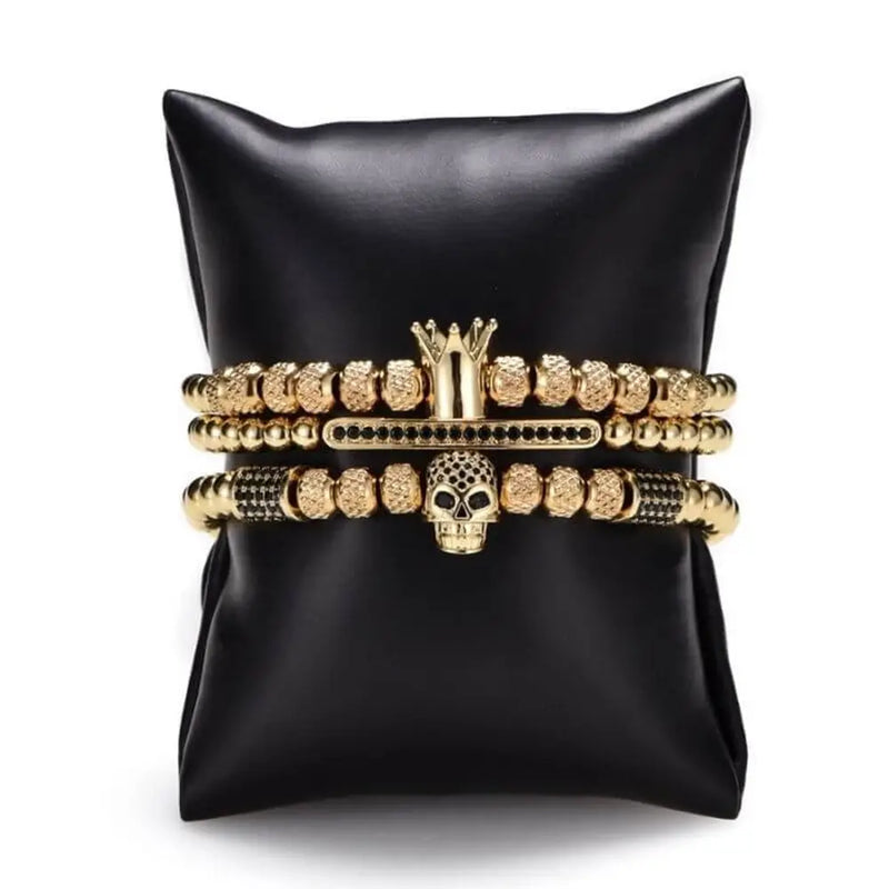 Rebel King Bracelets - Gold - Beaded - Bracelet - Silver - Black