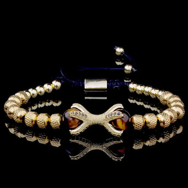 Roman Dragon Beaded Bracelet - Dorado