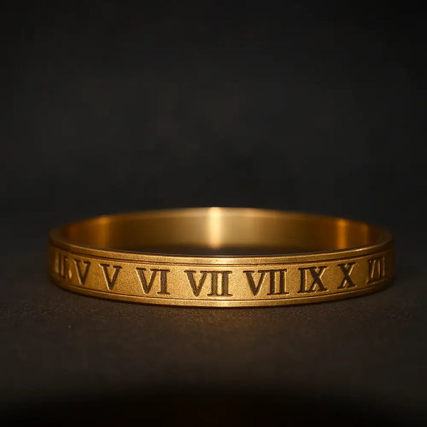 Gold Roman Emperor Bangle with Roman numerals – Luxury men's bracelet by Alfa-Jewelry