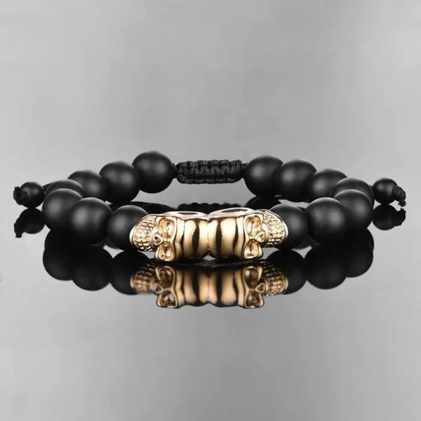 Skull Deluxe Beaded Bracelet - Gold