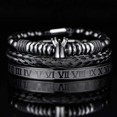 Black Luxury Bracelets - Luxury - Black - Silver - Beaded - Bangle