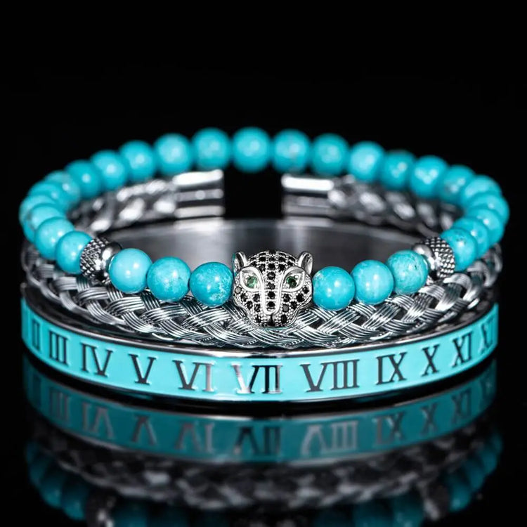 Blue Leopard Deluxe Bracelets - Bracelet - Roman - Leopard - Blue - Bangle