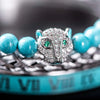 Blue Leopard Deluxe Bracelets - Roman - Bracelet - Beaded - Blue - Leopard