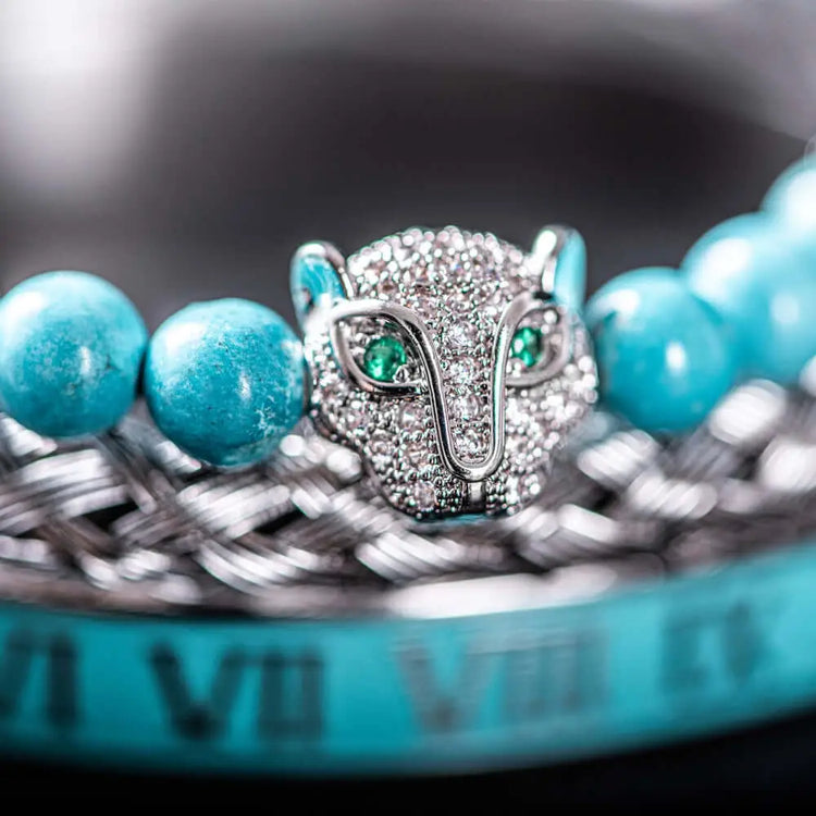 Blue Leopard Deluxe Bracelets - Roman - Bracelet - Beaded - Blue - Leopard