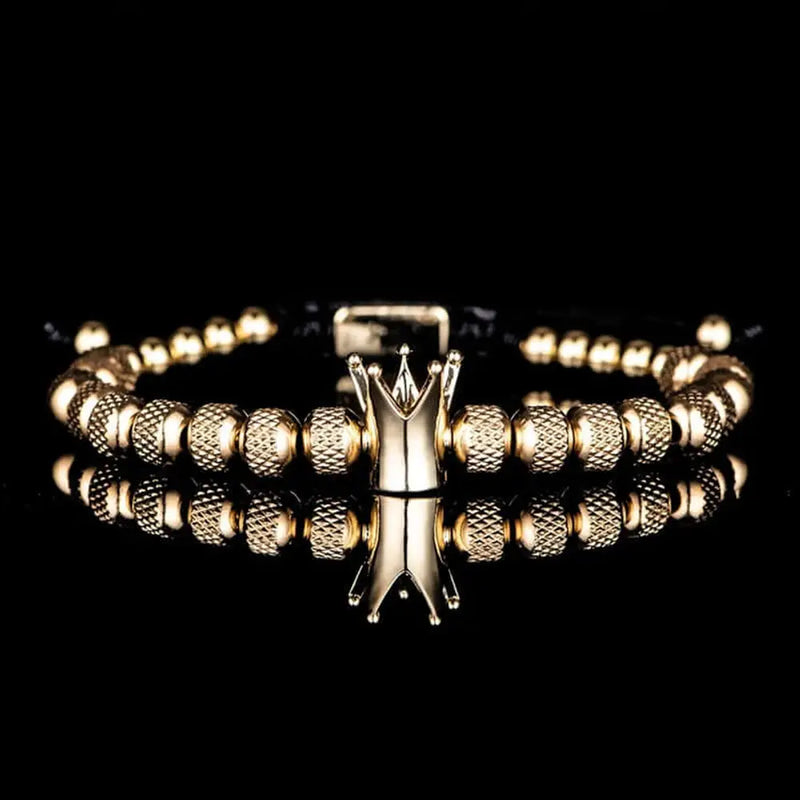 Crown Deluxe Beaded Bracelet - Steel - Silver - Bracelet - Beaded - Black