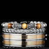 Deluxe Double Leopard Head Bracelets - Blue - Black - Double - Beaded - Bracelet