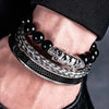 Deluxe Double Skull Head Bracelets - Head - Blue - Gold - Bangle - Double