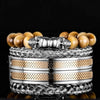Deluxe Double Skull Head Bracelets - Head - Blue - Gold - Bangle - Double