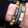 Deluxe Double Skull Head Bracelets - Beaded - Gold - Blue - Head - Double