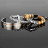 Deluxe Double Skull Head Bracelets - Beaded - Bracelet - Double - Gold - Bangle