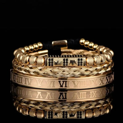 Double Crown Deluxe Bracelets - Double - Gold - Crown - Bracelet - Black