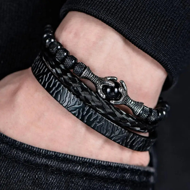 Eagle Deluxe Bracelets - Beaded - Bangle - Tiger - Black - Eye