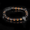 Gothic Skull Bracelet – Brown – tiger style stone bead bracelet with skull charm
