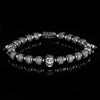 Gothic Skull Bracelet – Black – black stone bead bracelet with skull charm