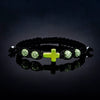 Green cross beaded bracelet with CZ cross