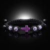 Purple cross beaded bracelet with CZ cross