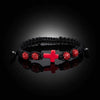 Red cross beaded bracelet with CZ cross