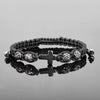 Silver cross beaded bracelet with CZ cross
