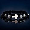 White color cross beaded bracelet with CZ cross
