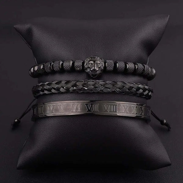 King Lion Bracelet Set - Black