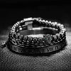 Leopard Deluxe Bracelets - Roman - Gold - Beaded - Bangle - Black