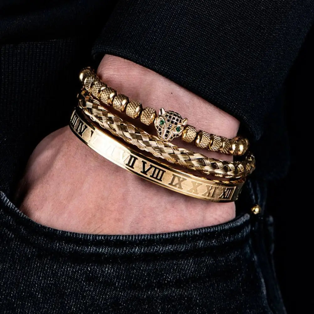 Leopard Deluxe Bracelets - Beaded - Roman - Leopard - Bracelet - Black