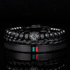 Leopard Deluxe Stripes Bracelets - Black - Silver - Beaded - Leopard - Bangle