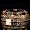 Leopard Emperor Bracelets – gold, black CZ stones, red tiger eye beads