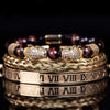 Leopard Emperor Bracelets – gold, clear CZ stones, red tiger eye beads