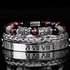 Leopard Emperor Bracelets – silver, black CZ stones, red tiger eye beads