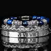 Leopard Emperor Bracelets – silver, black CZ stones, royal blue beads