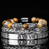 Leopard Emperor Bracelets – silver, black CZ stones, tiger eye beads