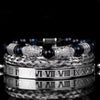 Leopard Emperor Bracelets – silver, clear CZ stones, dark blue beads