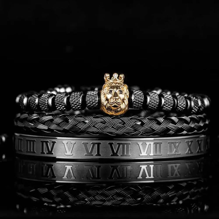 Lion's Deluxe Bracelets - Beaded - Black - Bracelet - Bangle - Gold