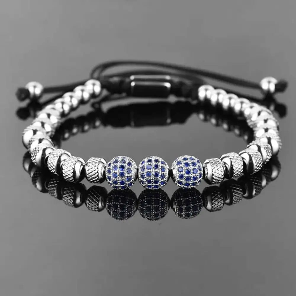 Luxury Beaded Bracelet - Blue - Beaded - Luxury - Black - Silver