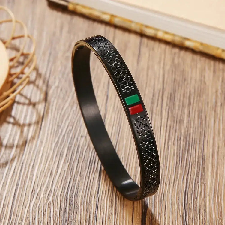 Luxury Stripe Bangle - Black - Silver - Luxury - Gold - Bangle