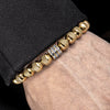 Alfa-Jewelry men's gold CZ beaded bracelet with 8mm stainless steel beads