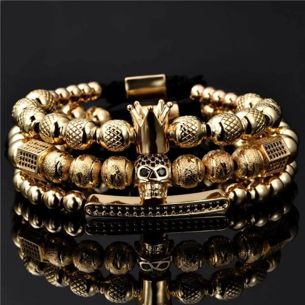 Rebel King Bracelets - Gold - Bracelet - Silver - Beaded - Black