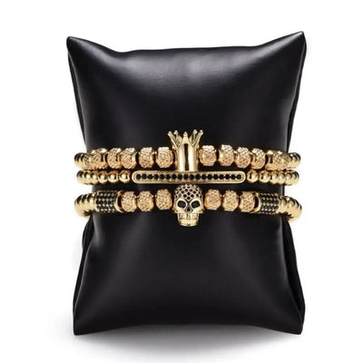 Rebel King Bracelets - Gold - Beaded - Bracelet - Silver - Black