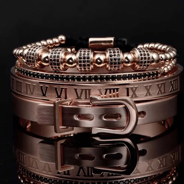 Roman Buckle Bracelet Set - Rose