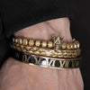 Roman King Bracelets - Black - Bangle - Beaded - Silver - Roman