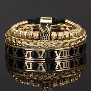 Roman King Bracelets - Silver - Bangle - Black - Roman - Gold