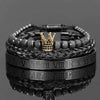 Roman King Bracelets - Beaded - Roman - Black - Silver - Bangle