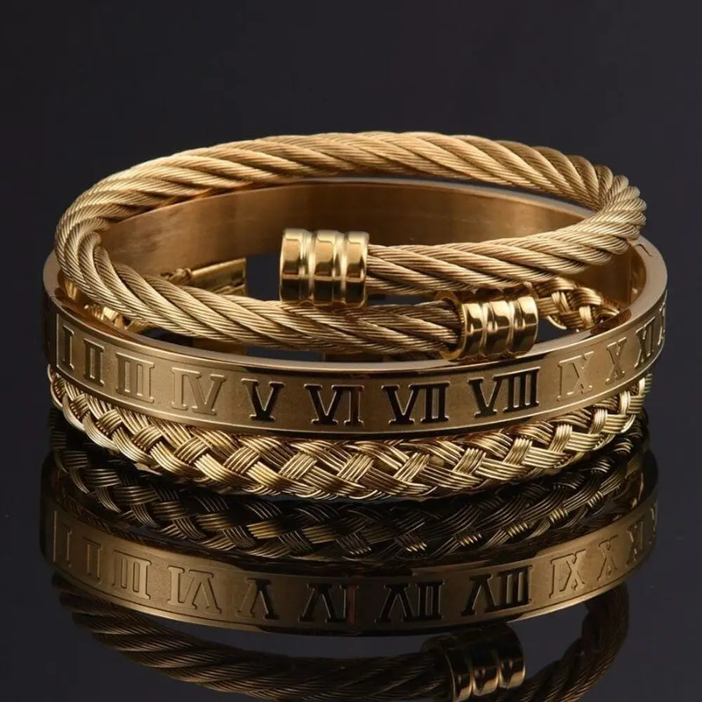 Royal Cable Bracelets - Bracelet - Gold - Silver - Roman - Bangle